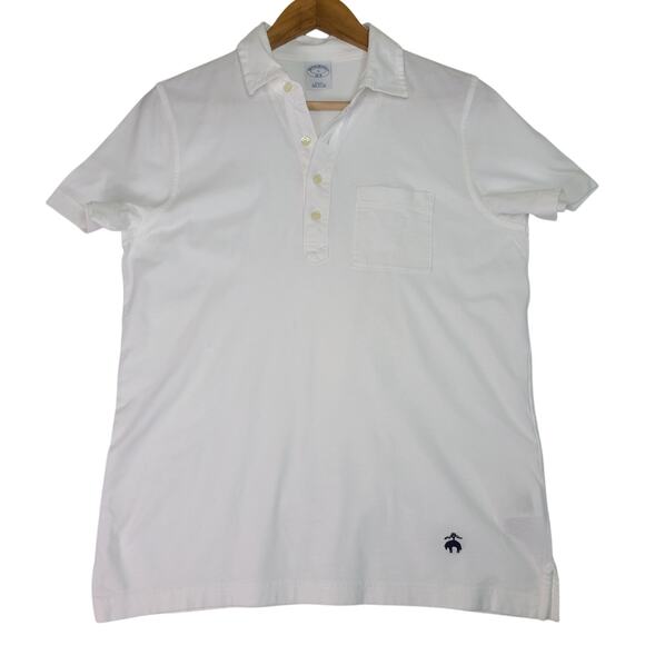 Brooks Brothers Slim Fit 100% Cotton White Polo Men's Shirt Size Small - Picture 1 of 7